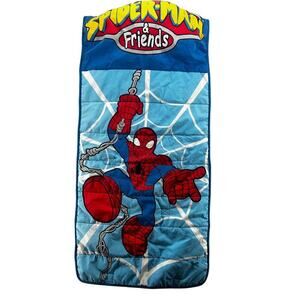 Vintage Marvel Spider-Man & Friends Kids Sleeping Bag Blue Red Web Design 2005